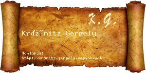 Kránitz Gergely névjegykártya