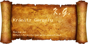 Kránitz Gergely névjegykártya